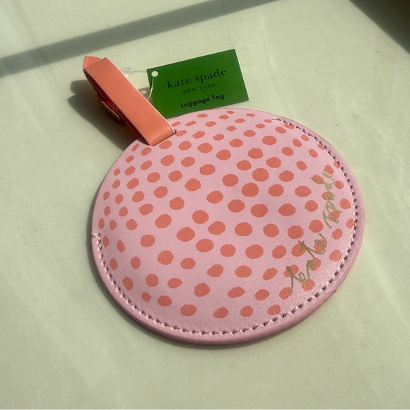 Kate Spade Pink and Orange Golf Ball Luggage Tag - Picture 2 of 6